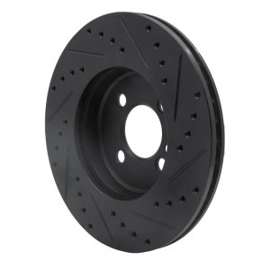 Mini Cooper Clubman Brake Rotor (1) - Front Left - R1 Concepts - Drilled & Slotted - Black - `07-`15